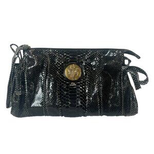 $2195 Gucci Black Hysteria Python Gold-Tone Bow Clutch Handbag AS IS